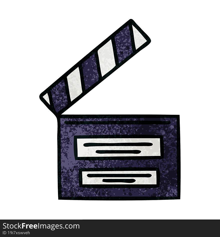 retro grunge texture cartoon of a film clapper board