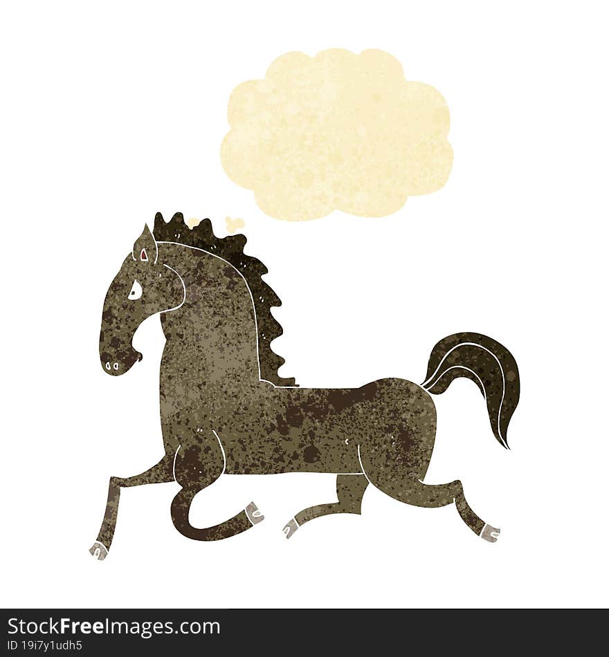 Cartoon Running Horse With Thought Bubble