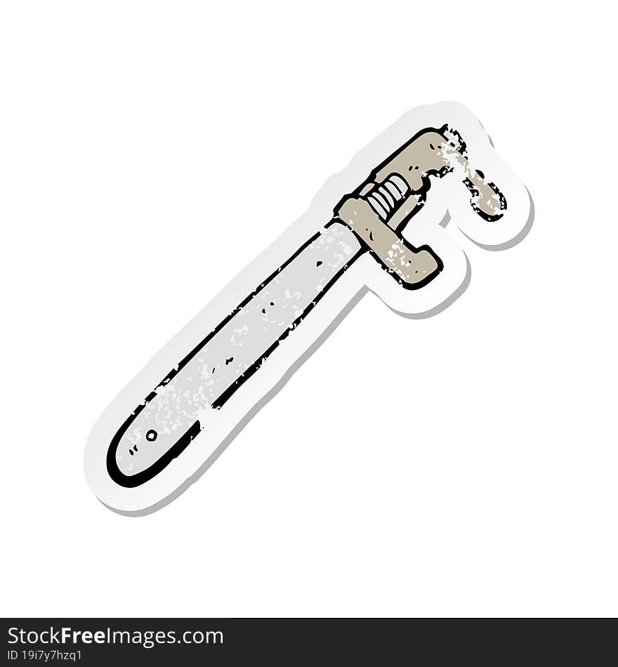 retro distressed sticker of a cartoon adjustable wrench