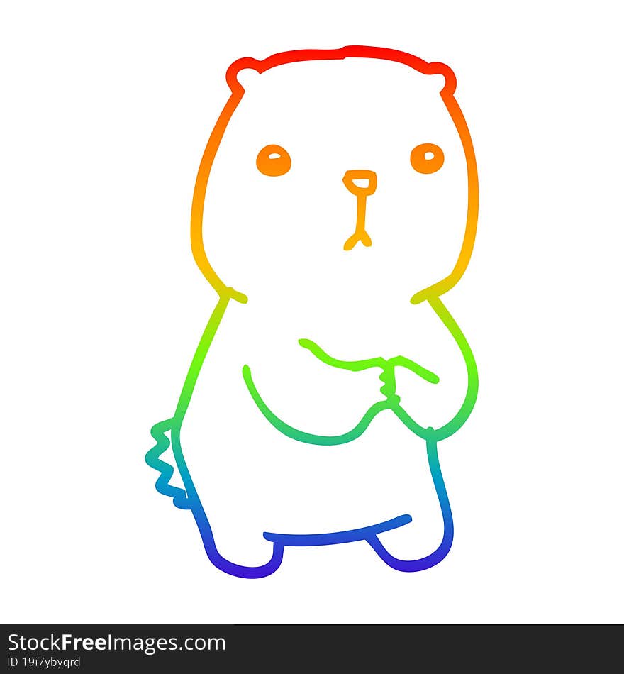 rainbow gradient line drawing cartoon worried bear