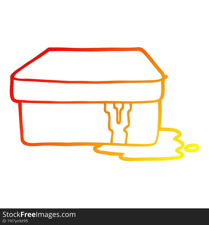 warm gradient line drawing cartoon box with slime