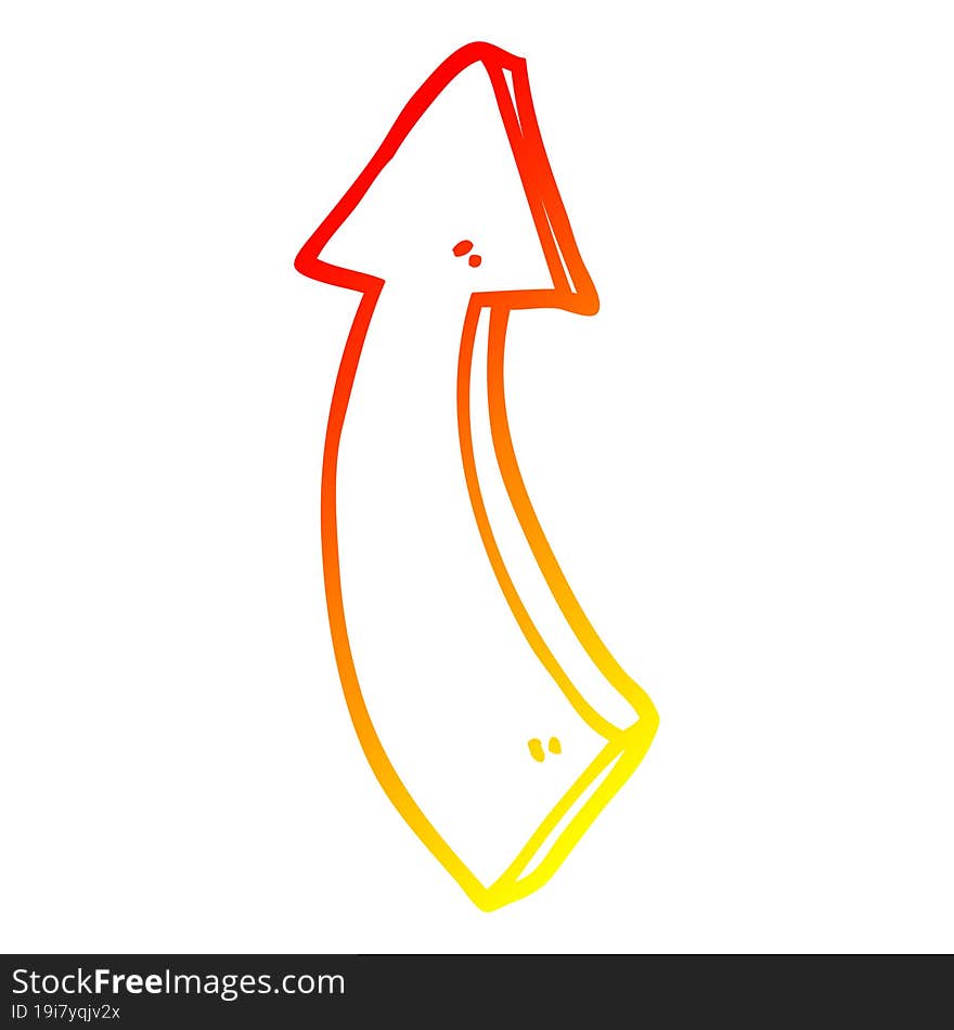 warm gradient line drawing cartoon pointing arrow