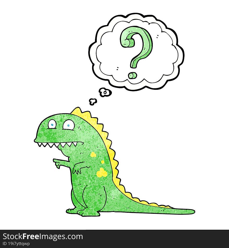 thought bubble textured cartoon confused dinosaur