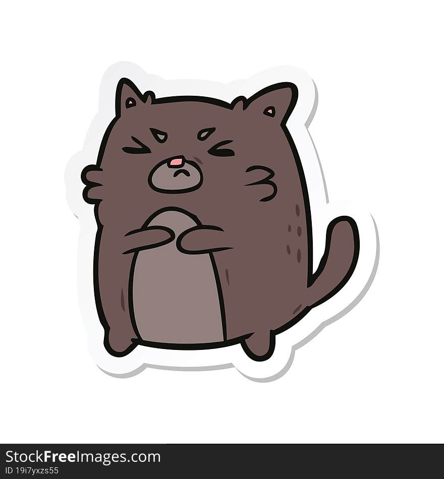 sticker of a cartoon angry cat