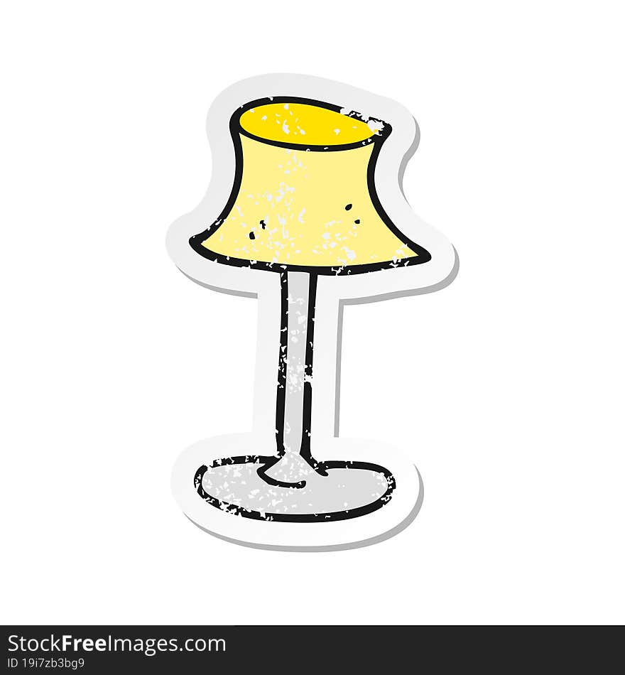 Retro Distressed Sticker Of A Cartoon Lamp