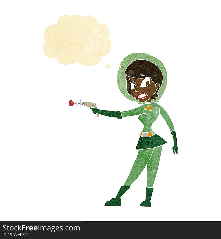 Cartoon Sci Fi Girl With Thought Bubble