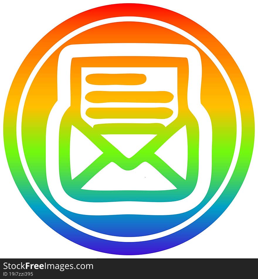 envelope letter circular icon with rainbow gradient finish. envelope letter circular icon with rainbow gradient finish