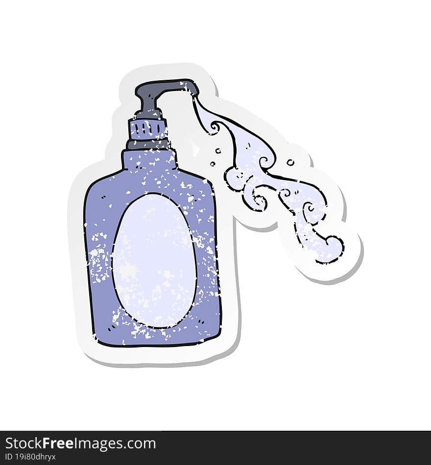 retro distressed sticker of a cartoon hand soap squirting