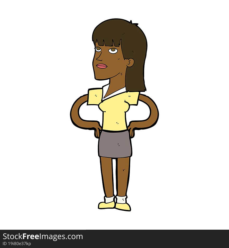 Cartoon Woman With Hands On Hips