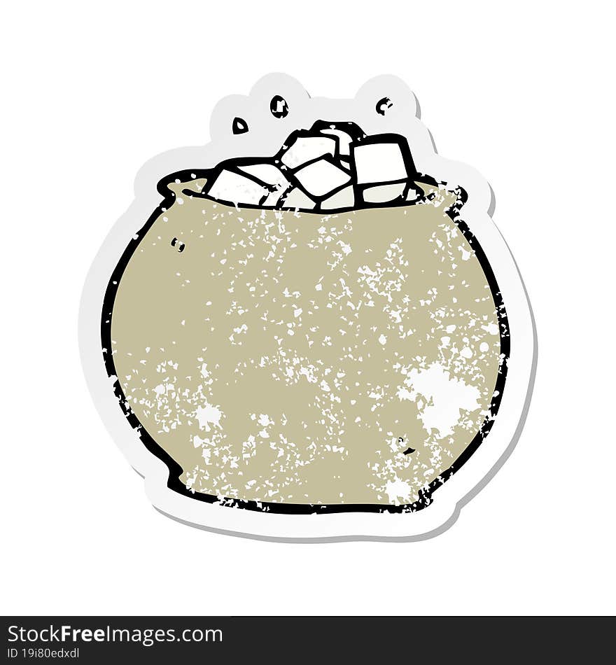 retro distressed sticker of a cartoon bowl of sugar