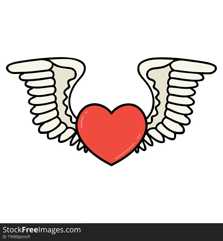 traditional tattoo of a heart with wings