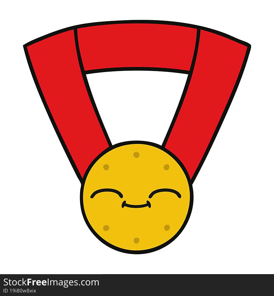 cute cartoon of a gold medal. cute cartoon of a gold medal