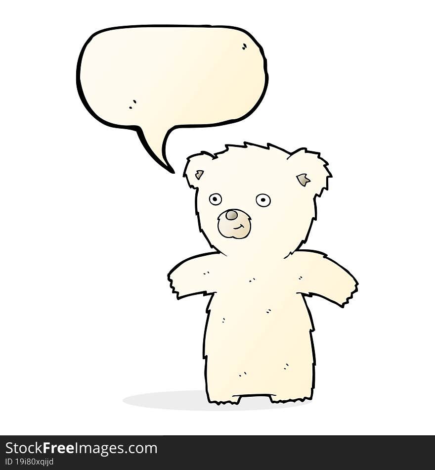 Cute Cartoon Polar Bear With Speech Bubble