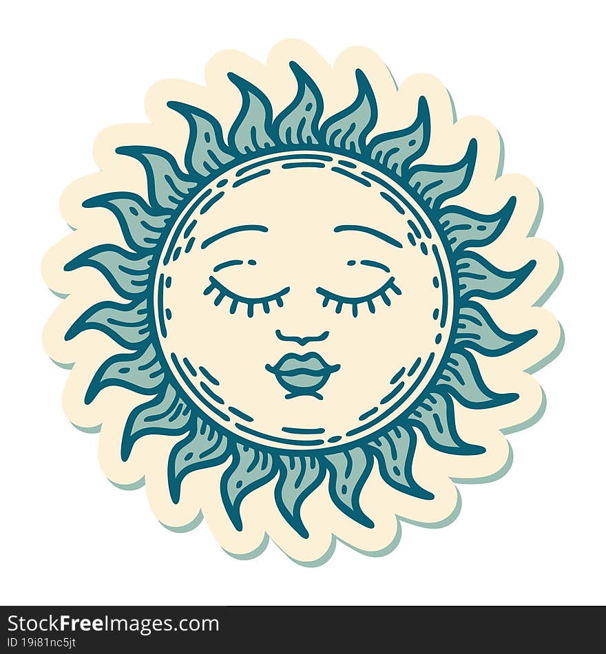 tattoo style sticker of a sun