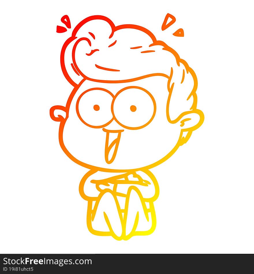 warm gradient line drawing cartoon man
