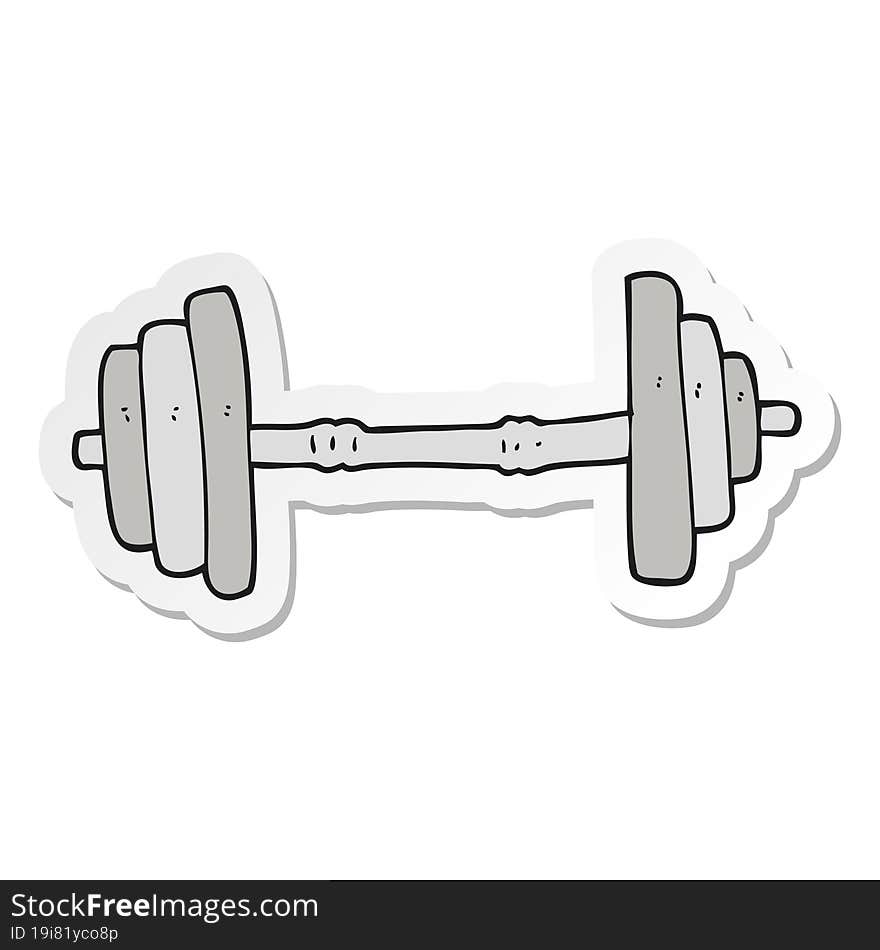 Sticker Of A Cartoon Barbell