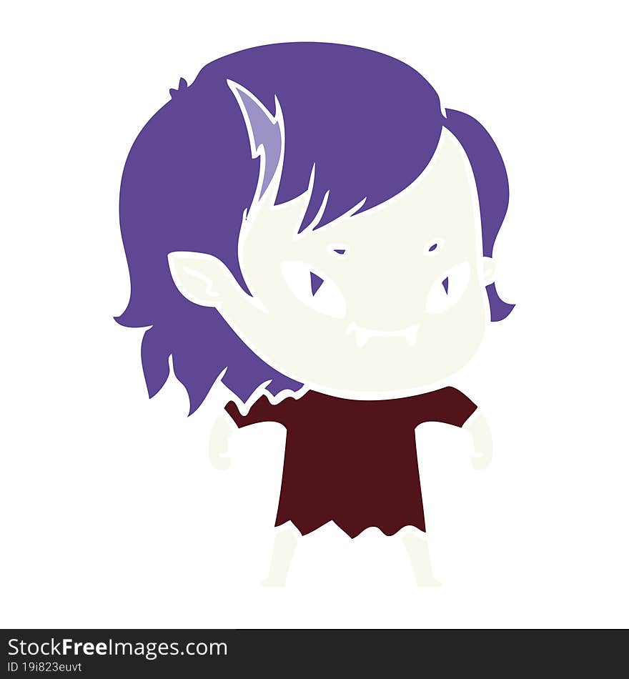 flat color style cartoon friendly vampire girl