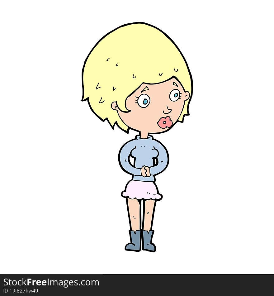 cartoon concerned woman