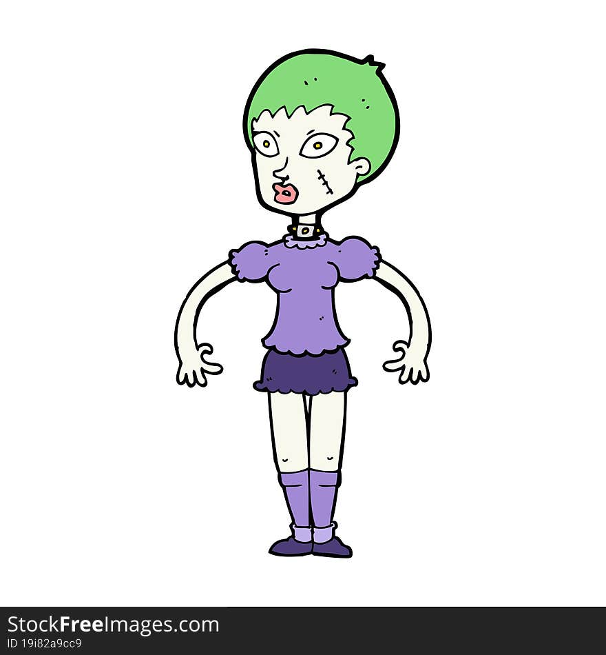 cartoon zombie monster woman