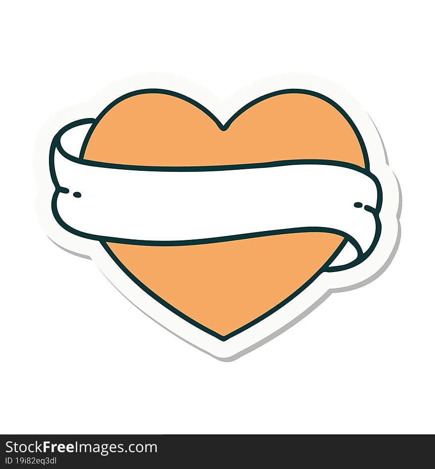 sticker of tattoo in traditional style of a heart and banner. sticker of tattoo in traditional style of a heart and banner