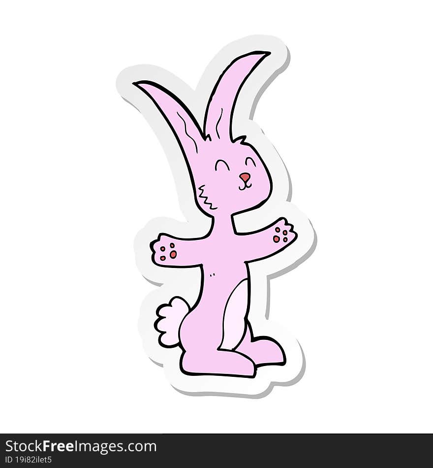 sticker of a cartoon rabbit