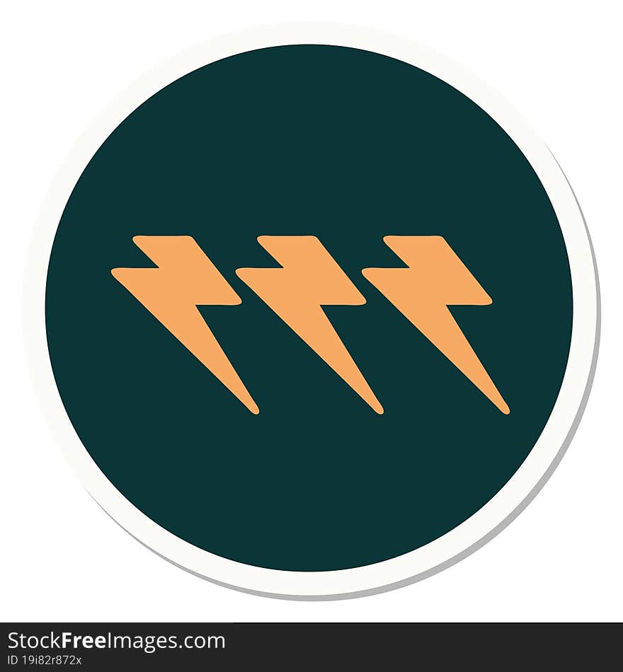 tattoo style sticker of lightning  bolts