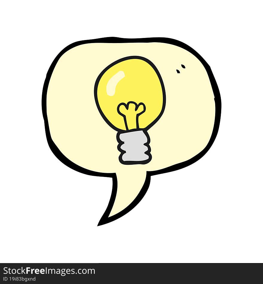 freehand drawn speech bubble cartoon light bulb