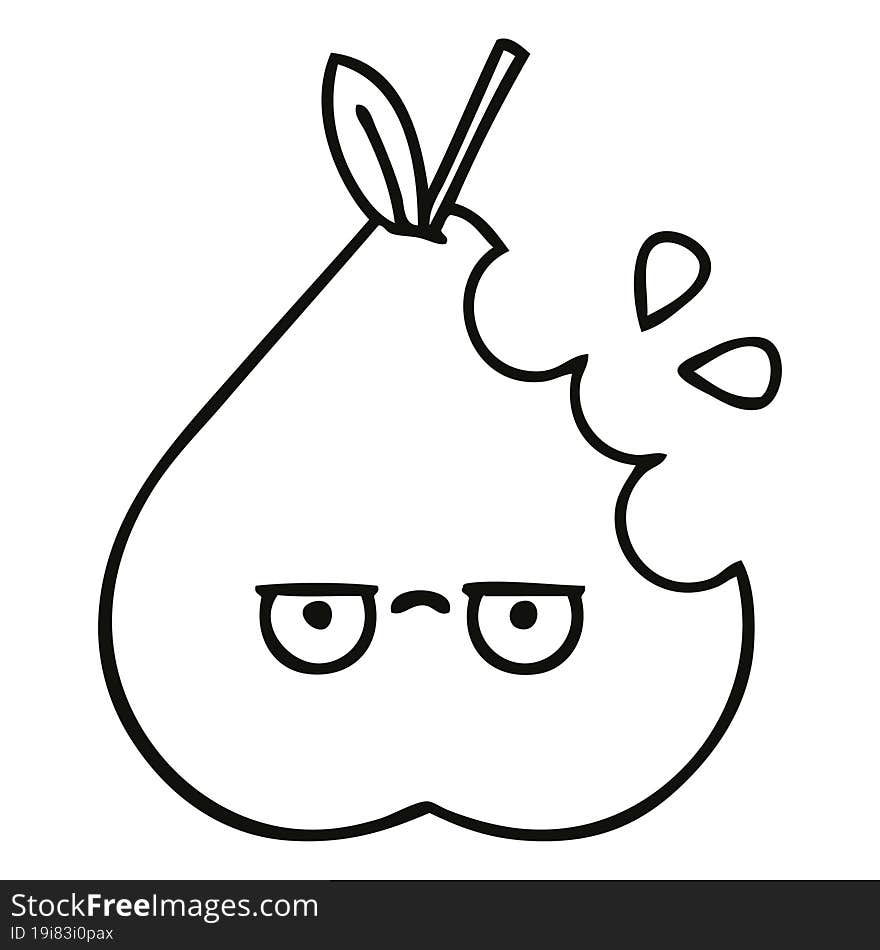 line drawing cartoon green pear