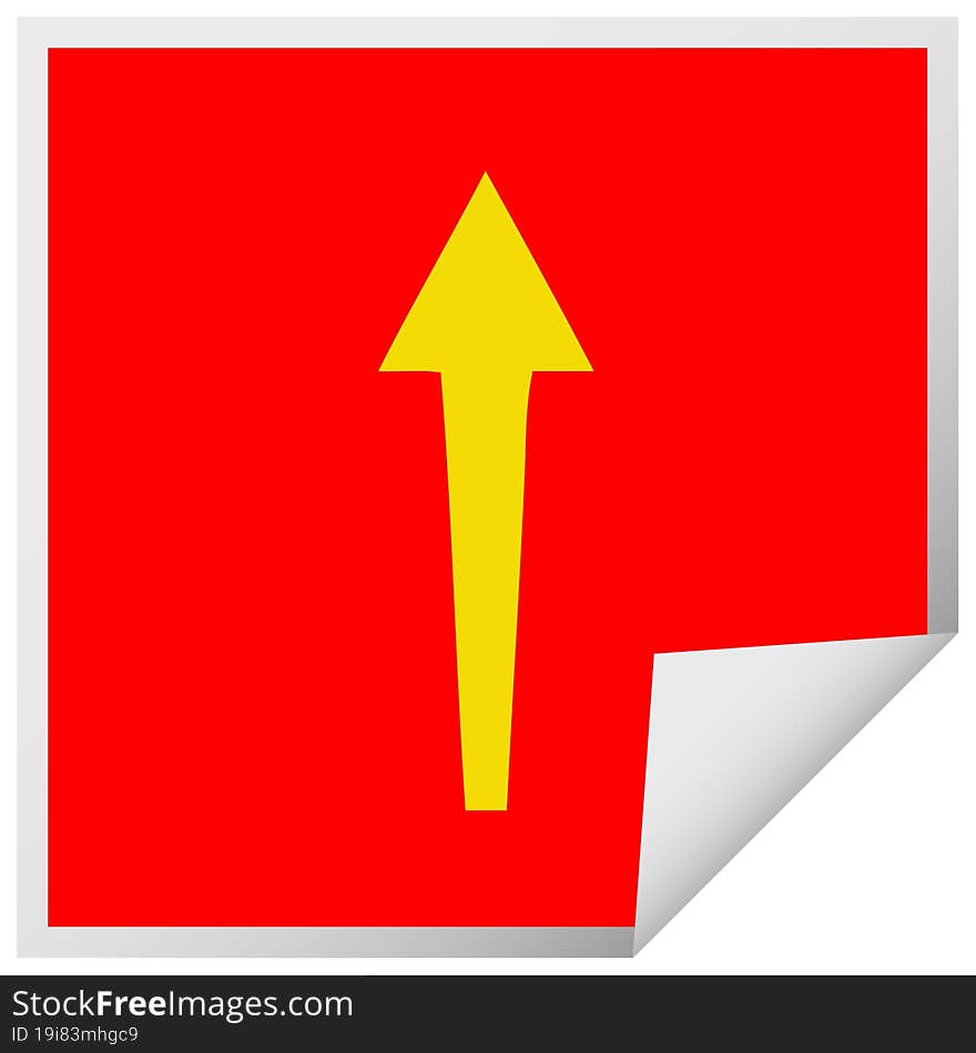 quirky square peeling sticker cartoon arrow