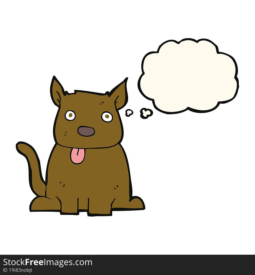 cartoon dog sticking out tongue with thought bubble