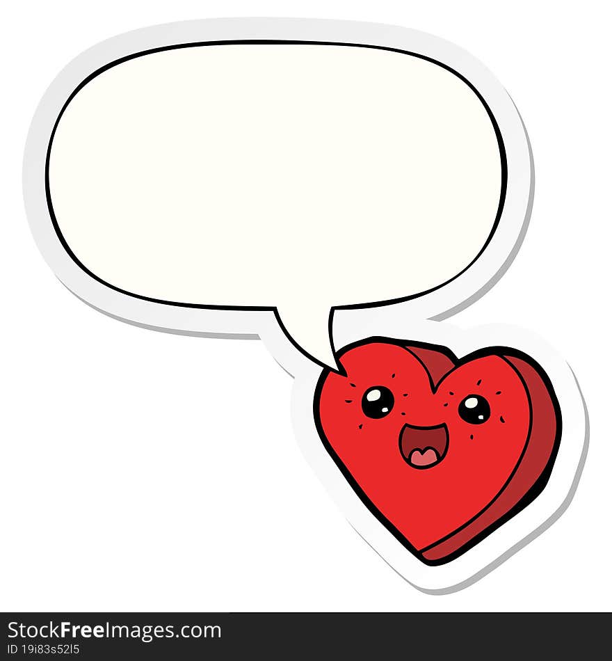 heart cartoon character and speech bubble sticker