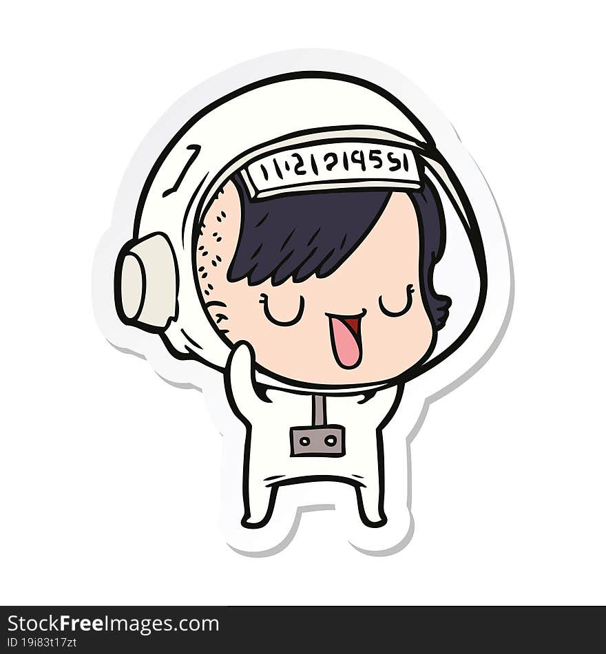 sticker of a cartoon astronaut woman