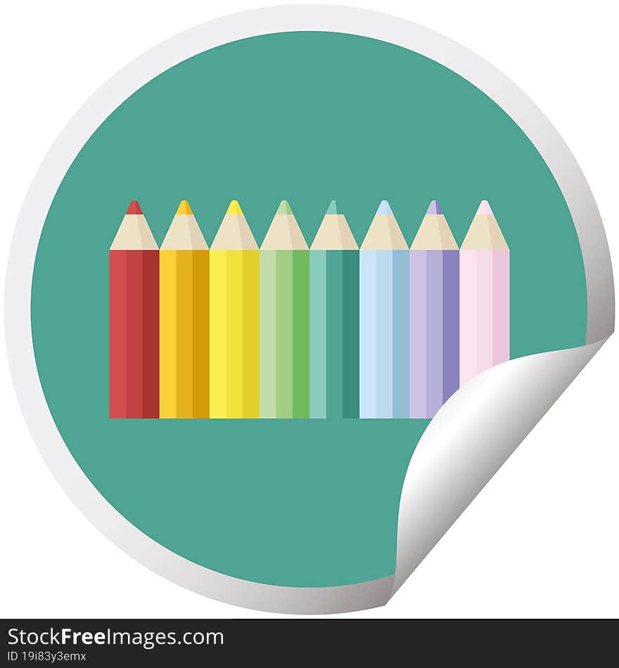 Color Pencils Graphic Circular Sticker