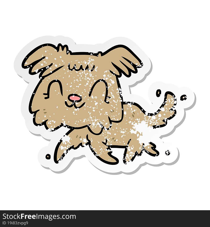 distressed sticker of a cartoon dog