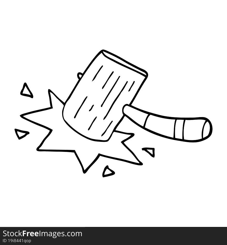 line drawing cartoon mallet