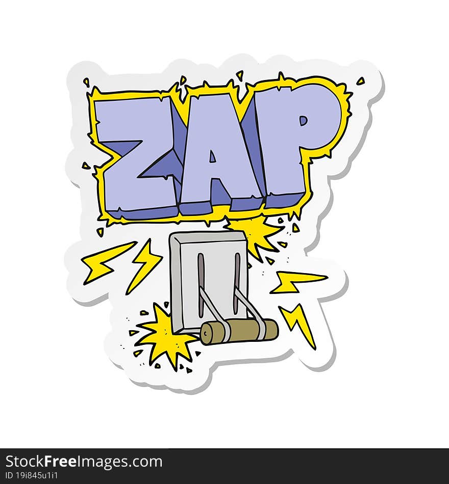 sticker of a cartoon electrical switch zapping