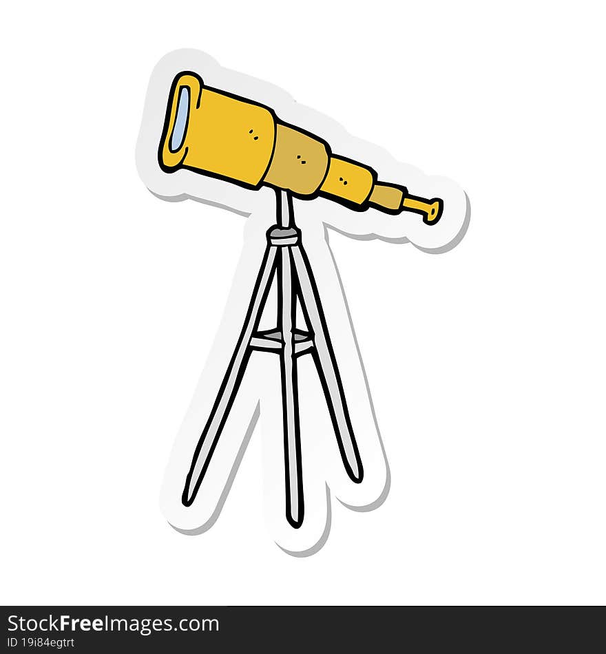 sticker of a cartoon telescope