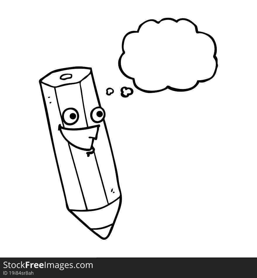 happy thought bubble cartoon pencil