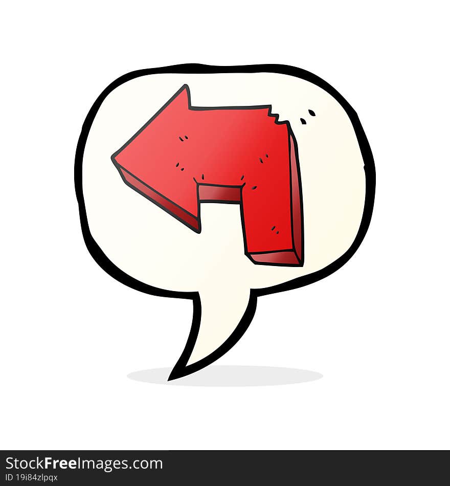 freehand drawn speech bubble cartoon direction arrow