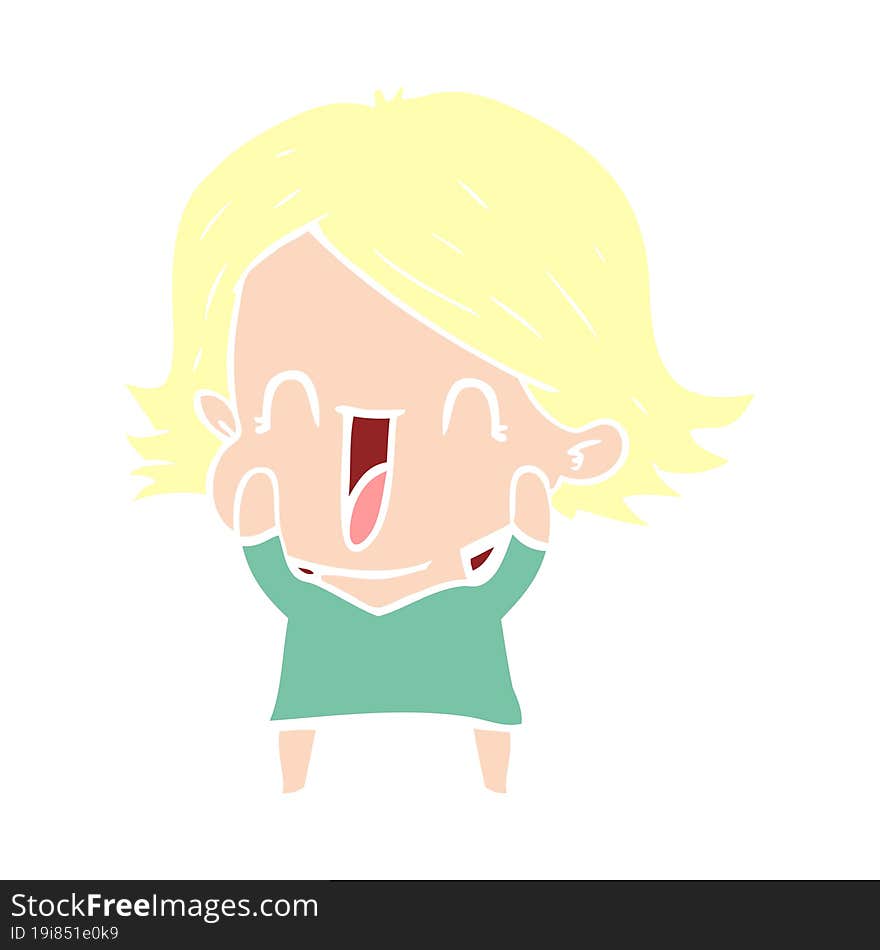 Flat Color Style Cartoon Happy Woman