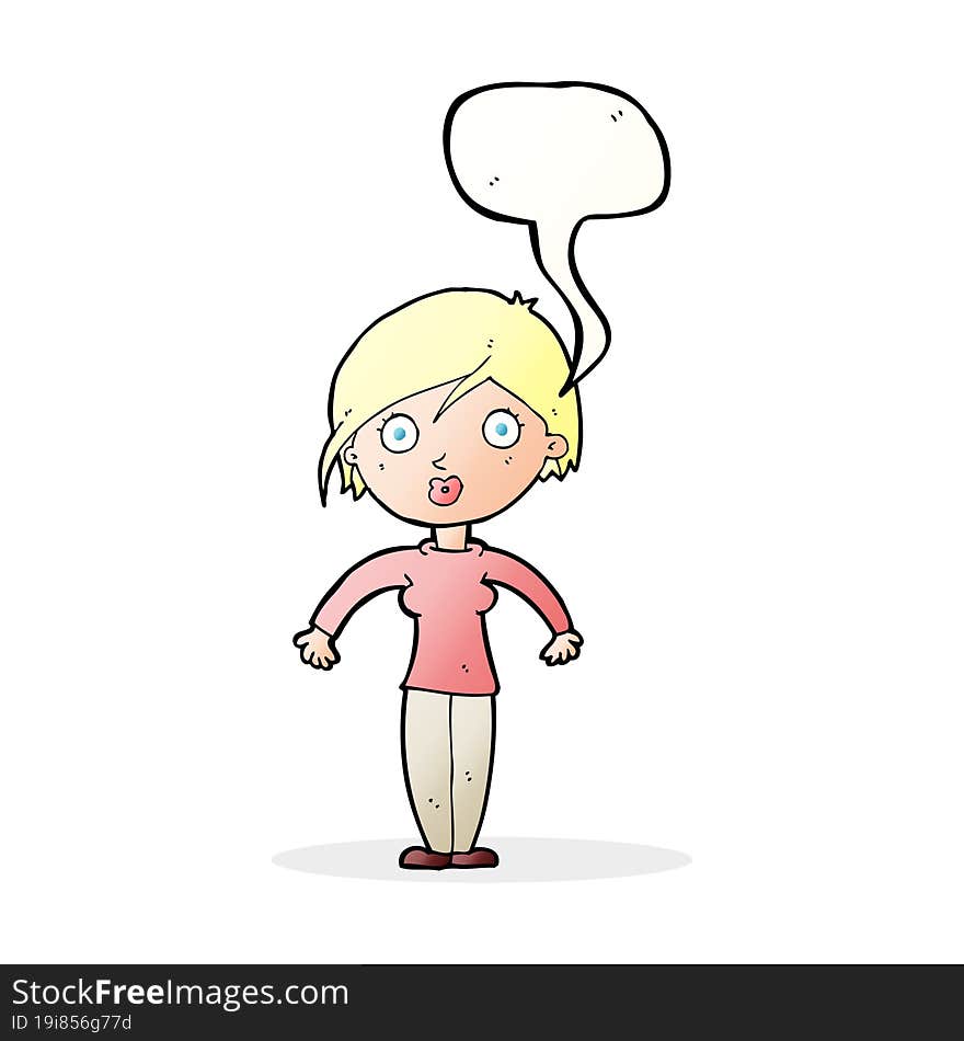 cartoon surprised woman with speech bubble