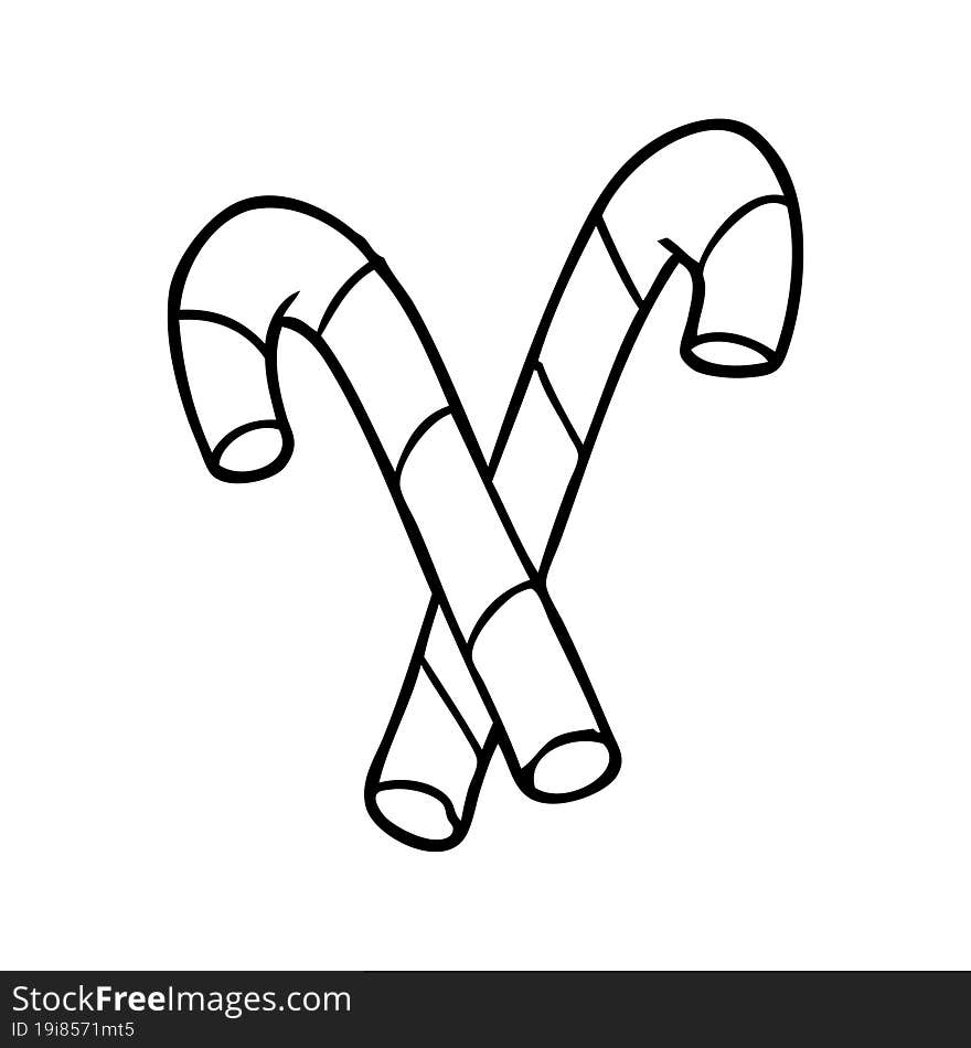 line drawing of a candy canes. line drawing of a candy canes