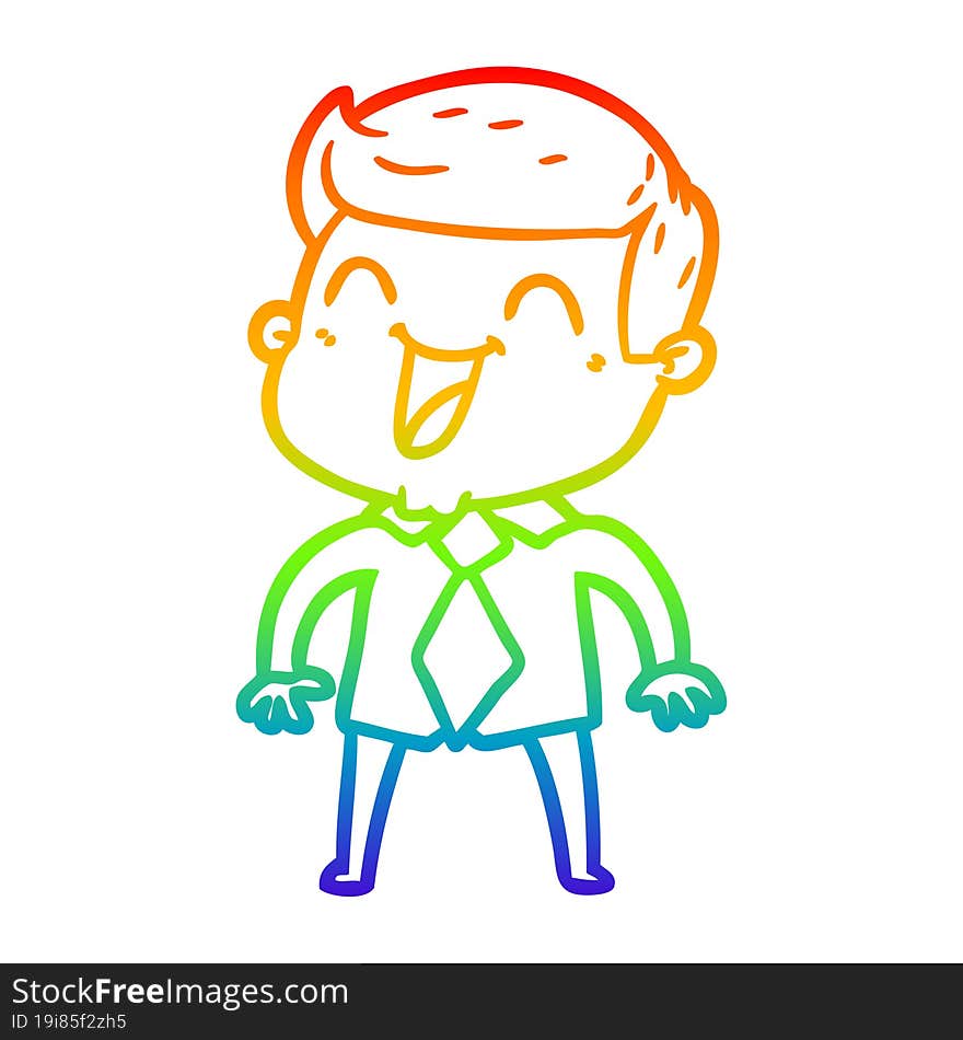 Rainbow Gradient Line Drawing Cartoon Man Laughing