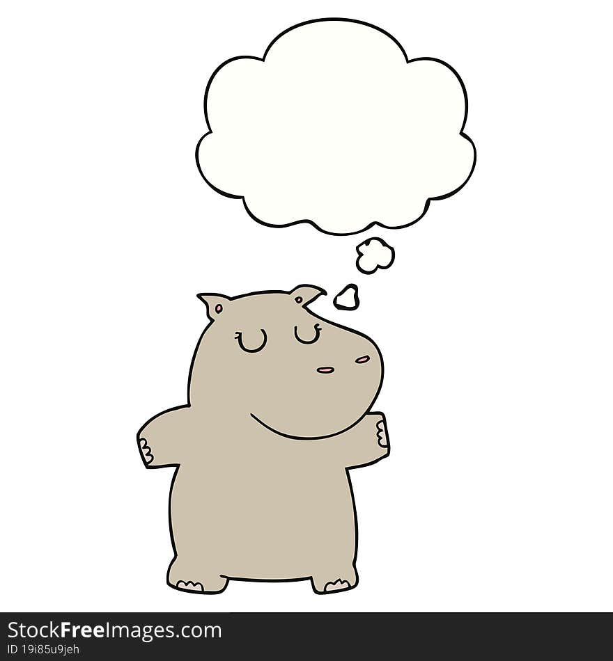 cartoon hippo and thought bubble