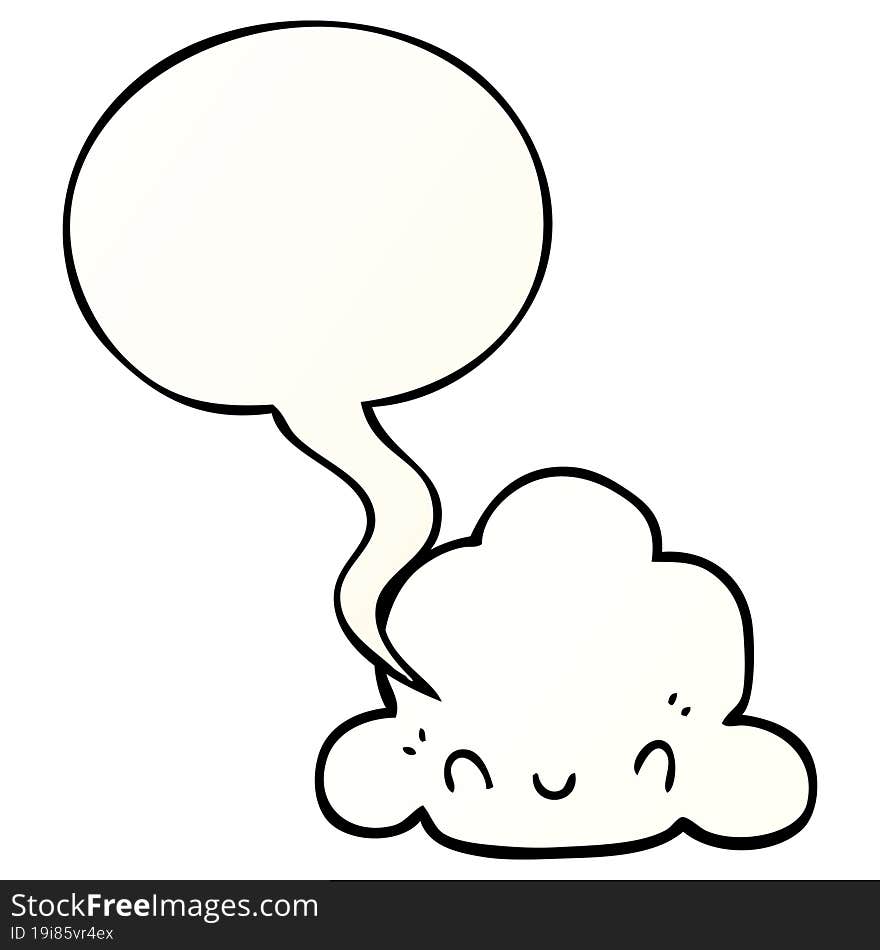 cartoon cloud and speech bubble in smooth gradient style