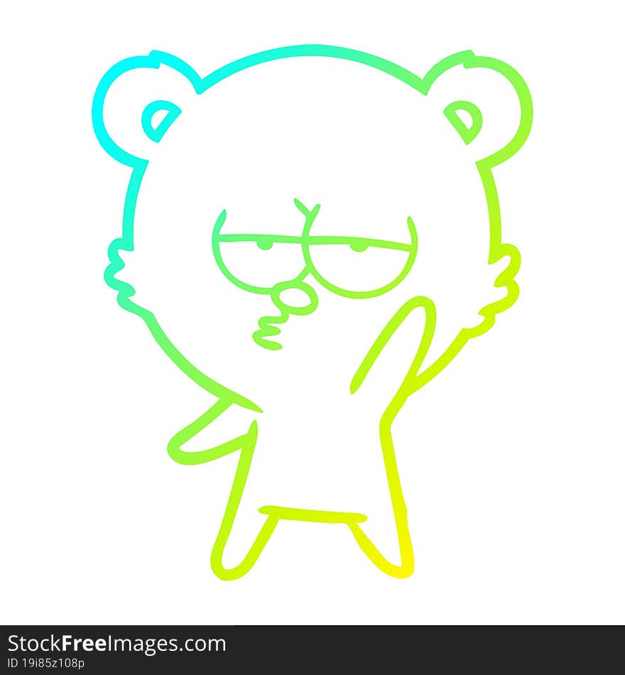 Cold Gradient Line Drawing Bored Polar Bear Cartoon