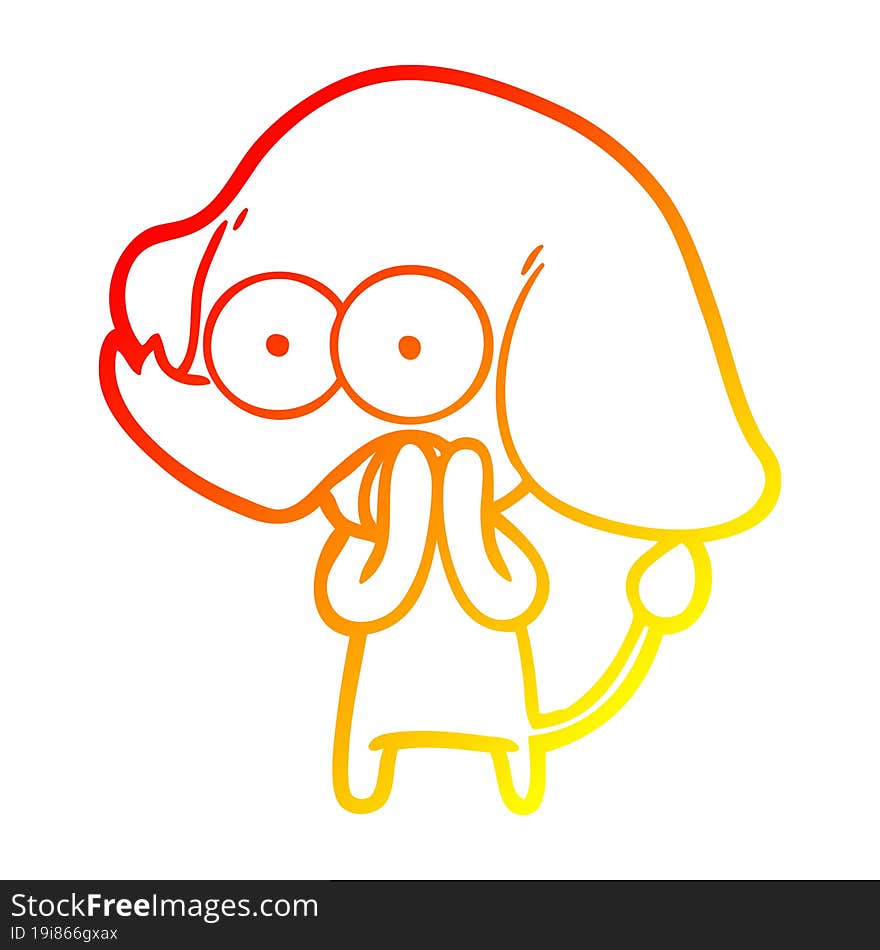 Warm Gradient Line Drawing Cute Cartoon Elephant