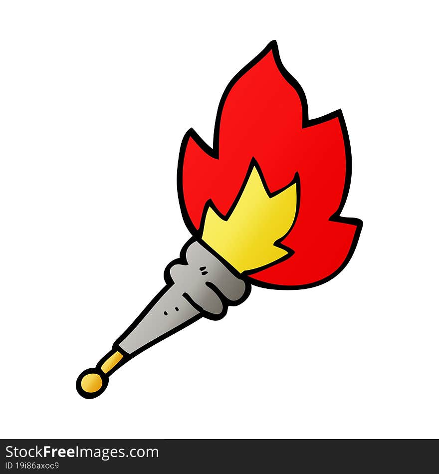 cartoon doodle flaming torch