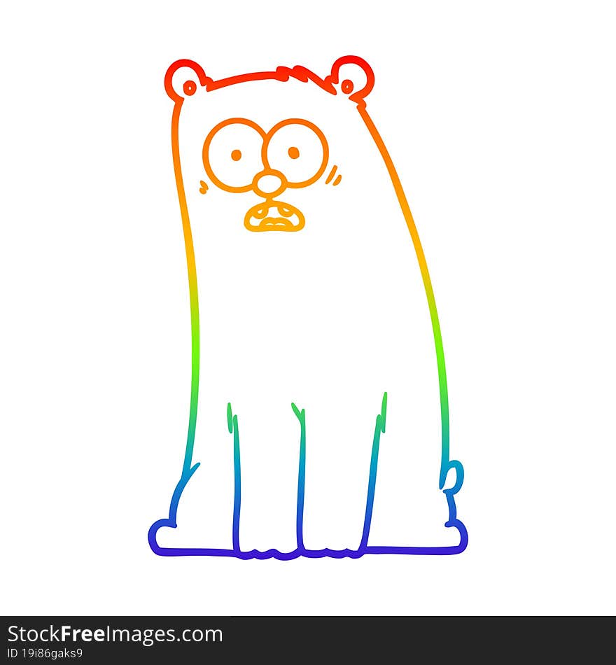 Rainbow Gradient Line Drawing Cartoon Surprised Bear