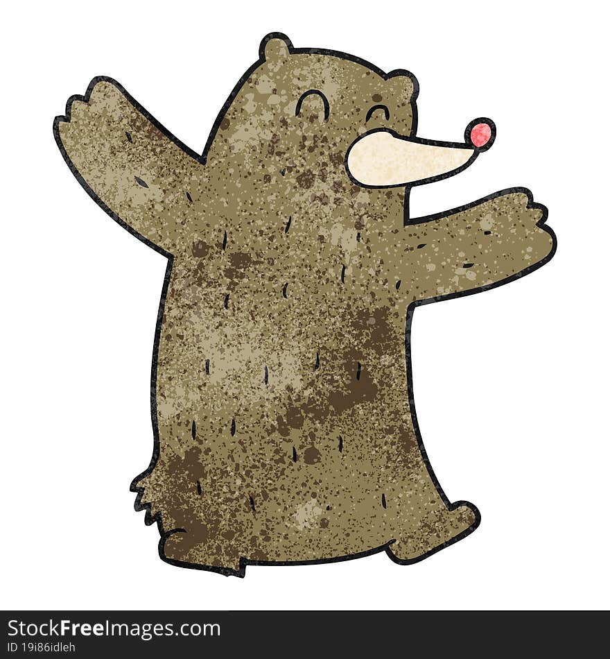 freehand textured cartoon bear